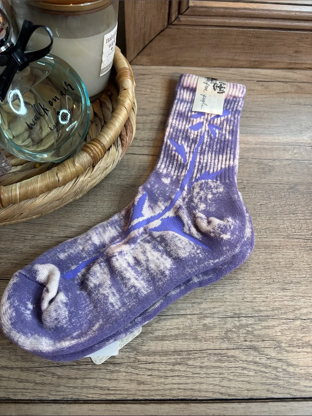 Free People Floral Sky Crew Socks-Purple-NWT